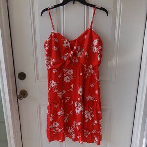 Echowish XL mini dress NWT spaghetti straps tie front elastic back red/white
